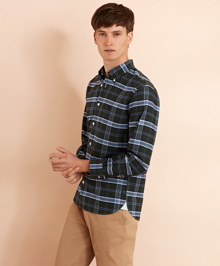 Plaid Cotton Oxford Sport Shirt 