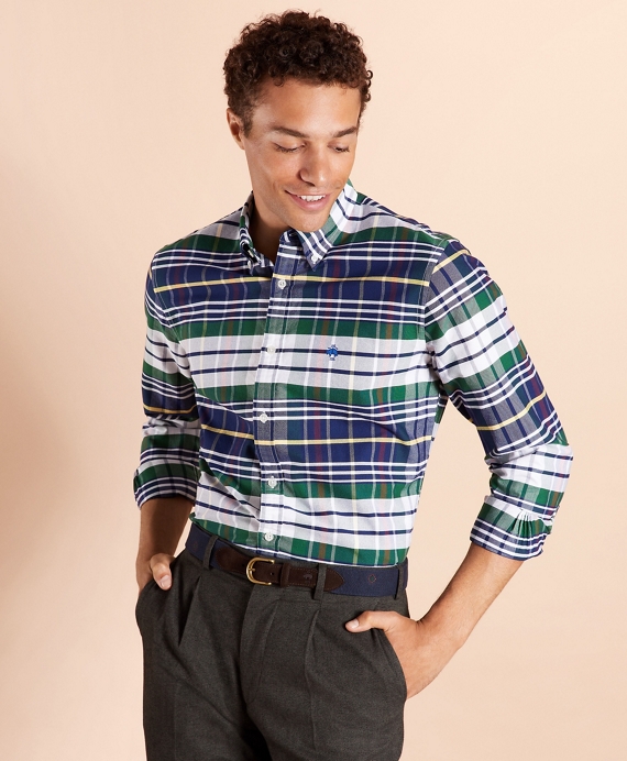 Multi-Plaid Cotton Oxford Shirt - Brooks Brothers
