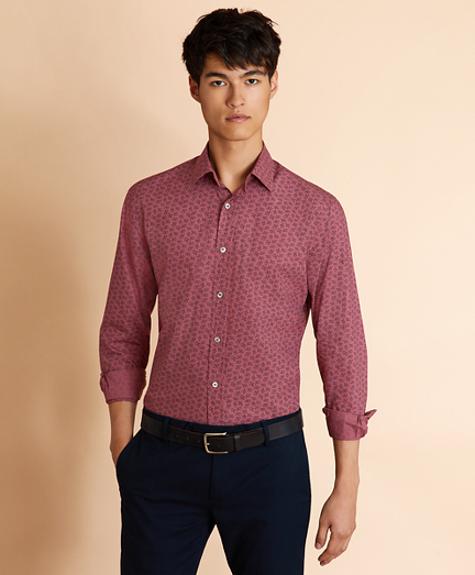 Berry-Print Poplin Shirt