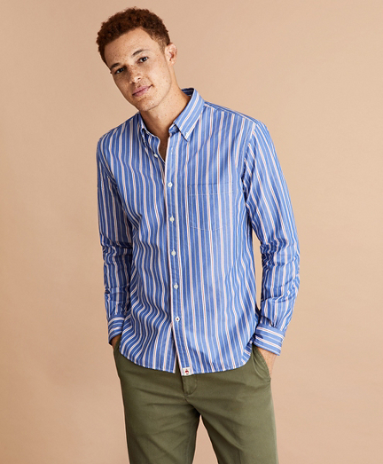 Alternating Stripe Cotton Broadcloth Shirt