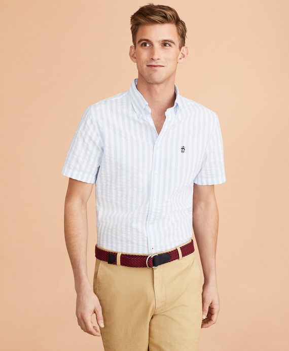 Broad Striped Seersucker Short-Sleeve Shirt - Brooks Brothers