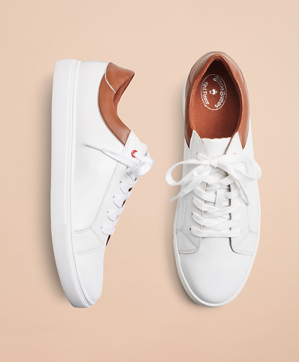 white casual leather shoes