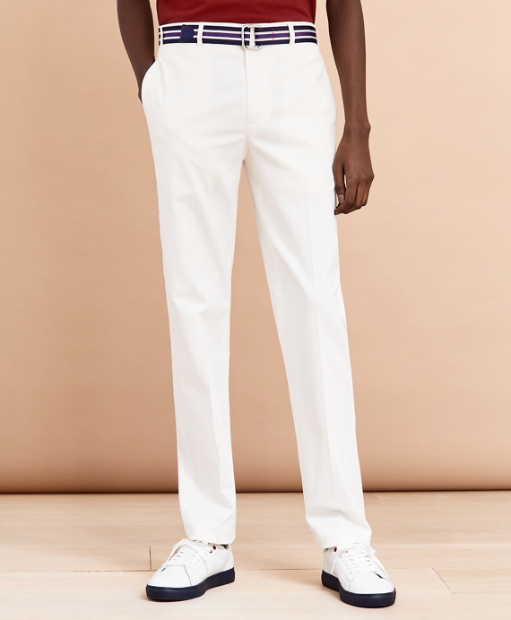 Cotton-Blend Stretch Trousers White