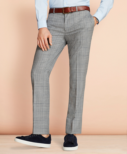 Windowpane Wool Suit Trousers