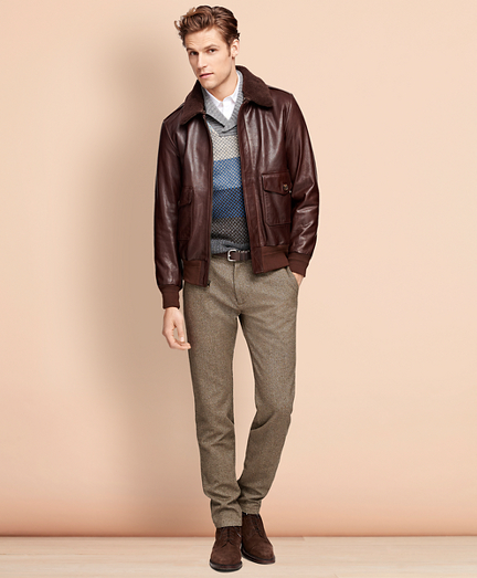 brooks brothers leather bomber jacket