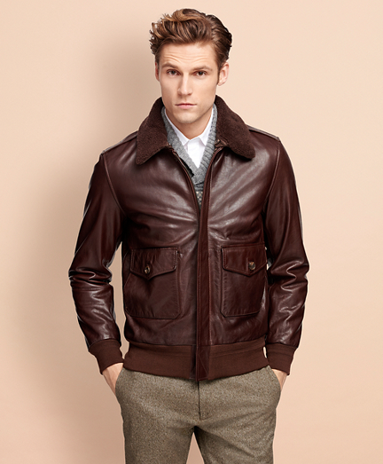 brooks brothers leather jacket