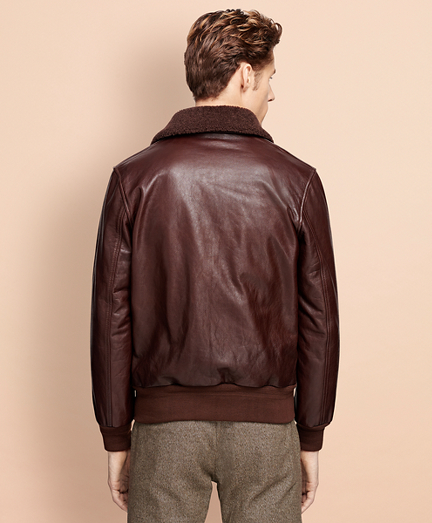 Men's Brown Leather Bomber Jacket 