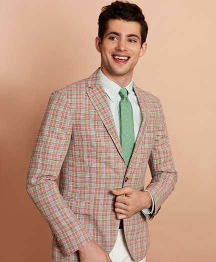 Plaid Linen Sport Coat - Brooks Brothers