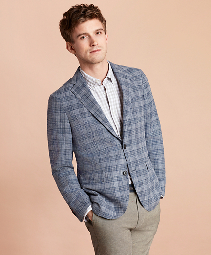 Multi-Plaid Cotton-Blend Dobby Sport Coat