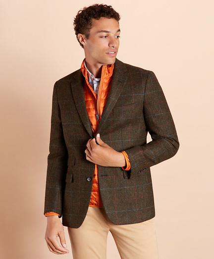 Plaid Wool Two-Button Sport Coat 