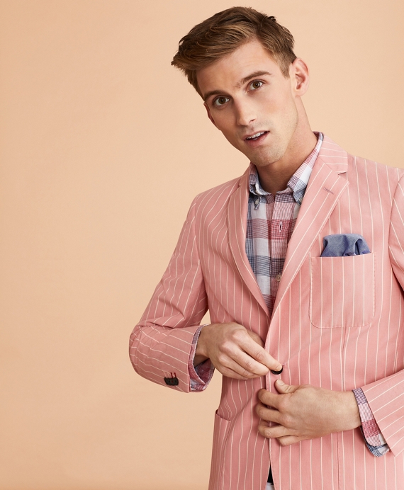 Striped Cotton Sport Coat Pink
