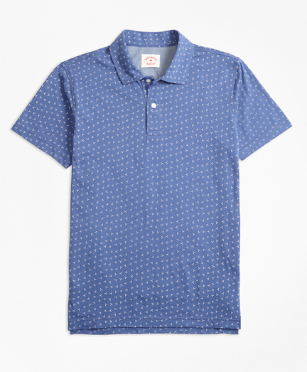 Ditsy-Print Cotton Jersey Polo Shirt