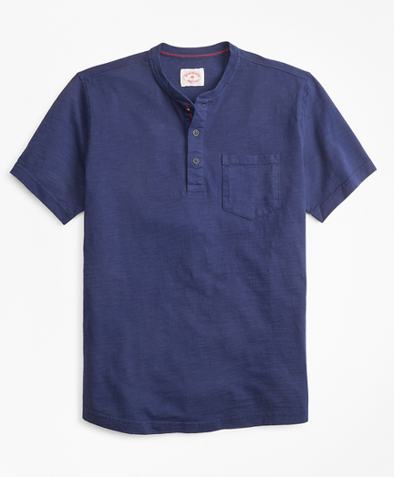 Short-Sleeve Slub Cotton Jersey Henley