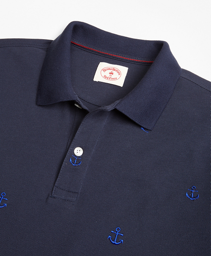 Cotton Pique Embroidered Anchor Polo Shirt - Brooks Brothers