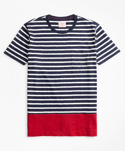 Striped Color-Block Cotton Jersey T-Shirt