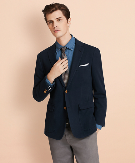 Pique Two-Button Knit Blazer