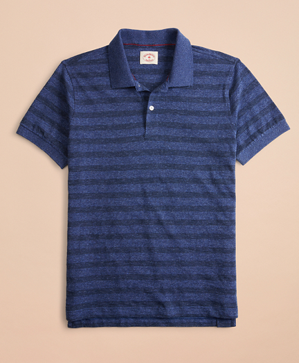 Striped Slub Cotton Jersey Polo Shirt