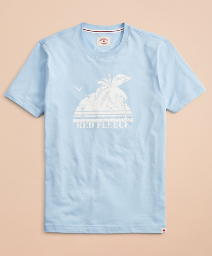 baby blue and red t shirt