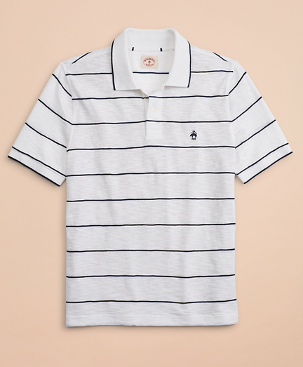 Striped Slub Cotton Jersey Polo Shirt - Brooks Brothers