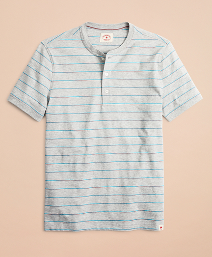 Striped Cotton Jersey Short-Sleeve Henley