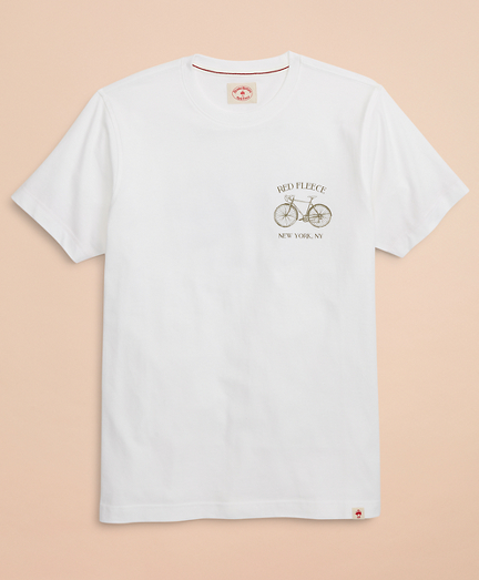 Red Fleece Bicycle Graphic T Shirt Brooks Brothers