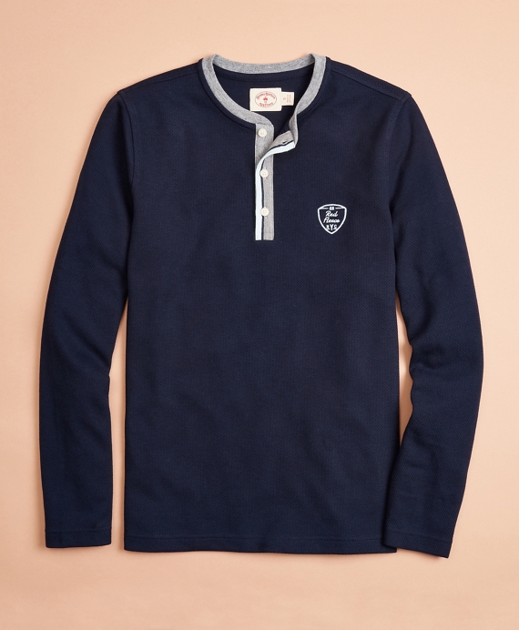 Double-Knit Jacquard Henley - Brooks Brothers