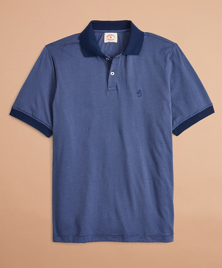 Cotton Jersey Mini-Stripe Polo Shirt
