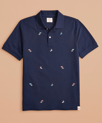 Embroidered Surfer Pique Polo