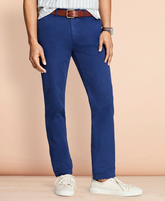 Slim-Fit Garment-Dyed Stretch Chinos Blue