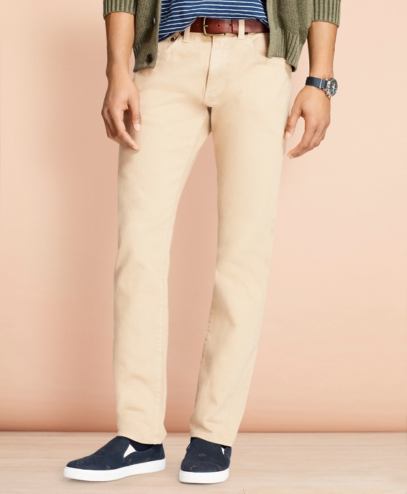 Slim-Fit Garment-Dyed Jeans Khaki