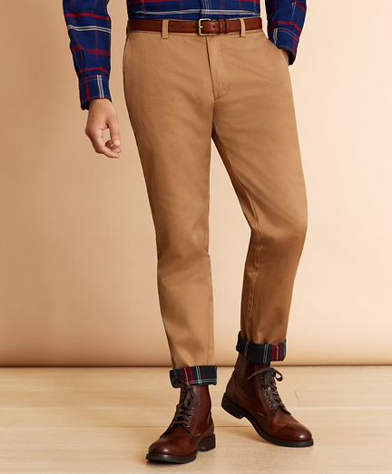 Flannel-Lined Chinos - Brooks Brothers