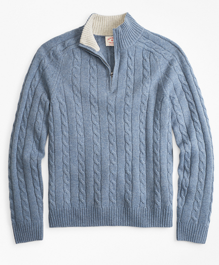 light blue half zip sweater