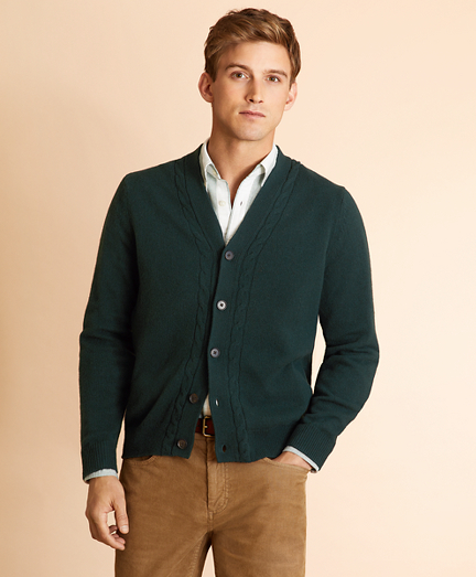 Alpaca-Blend Cable V-Neck Cardigan