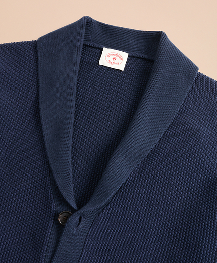 navy shawl collar sweater