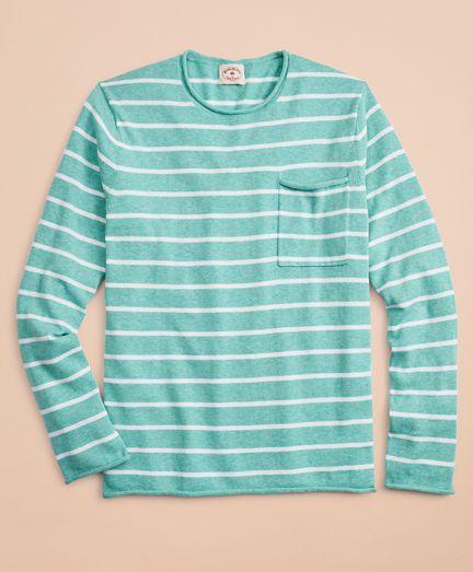 Striped Cotton-Linen Crewneck Sweater