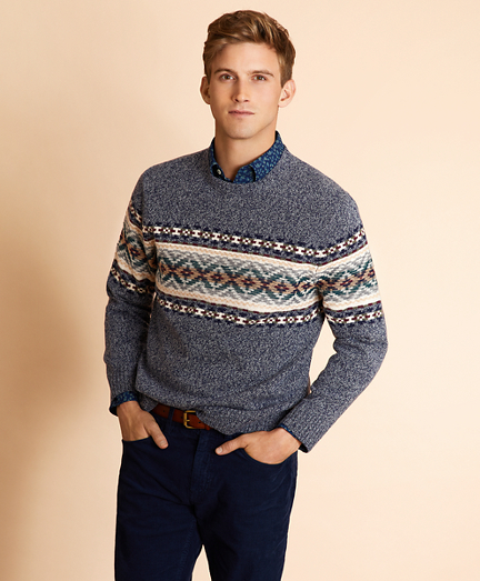 Wool-Blend Fair Isle Crewneck Sweater - Brooks Brothers