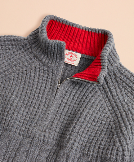 HalfZip Merino Wool CableKnit Sweater Brooks Brothers