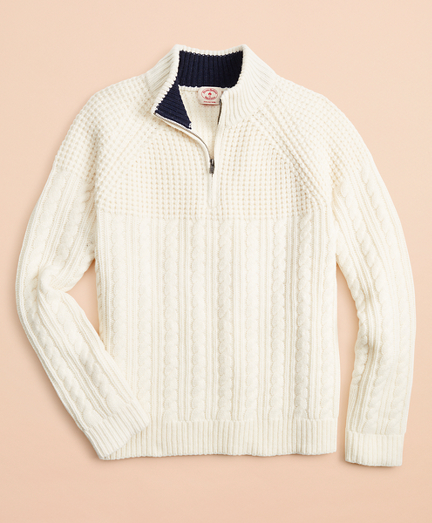 Half-Zip Merino Wool Cable-Knit Sweater