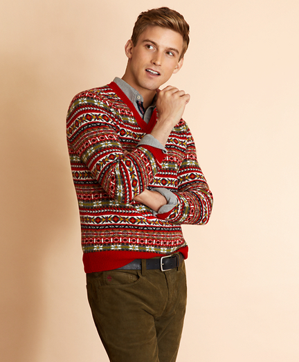 mens red fair isle sweater