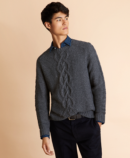 crew neck sweater and dress shirt