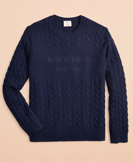 Wool-Blend Cable Logo Sweater