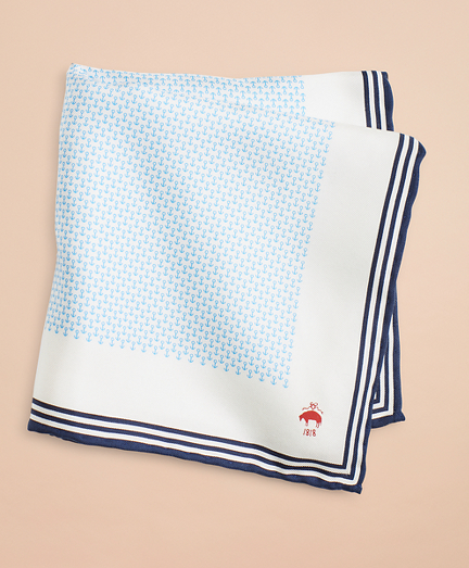 Silk Anchor Pocket Square - Brooks Brothers