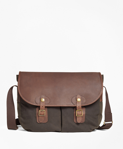 waxed canvas and leather messenger bag