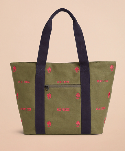 red canvas tote bag