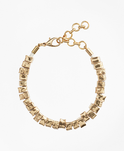 Leather and Hammered Gold Bracelet