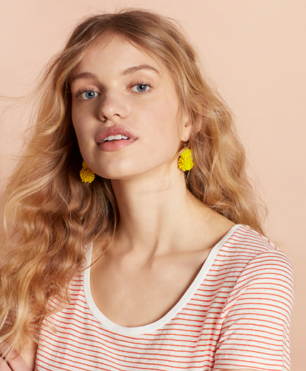 Beaded Pom-Pom Earrings