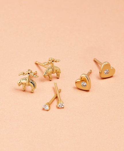 Love, Brooks Demi Fine Stud Earrings - Set of Three