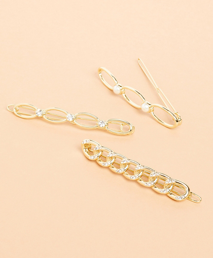 Freshwater Pearl & Crystal Barrettes - Set of Three