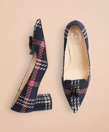 Plaid Block-Heel Pumps - Brooks Brothers