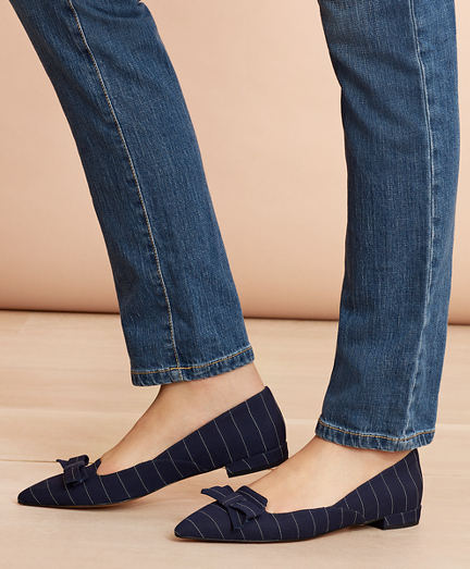 pointed toe navy blue flats
